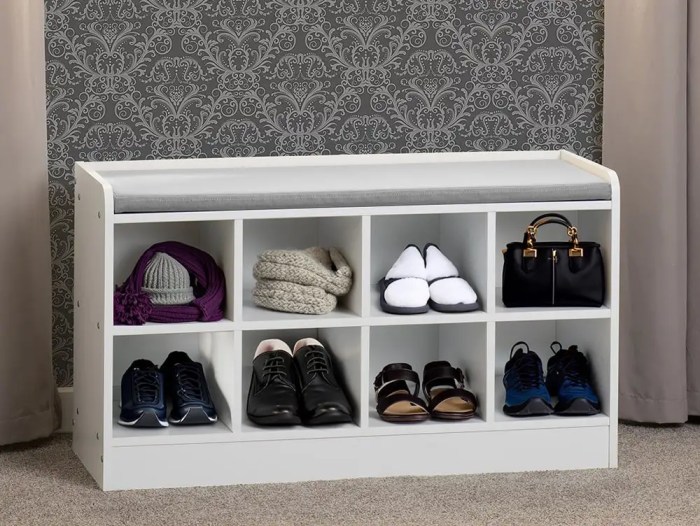 White Shoe Bench Furniture with Cushion Seat
