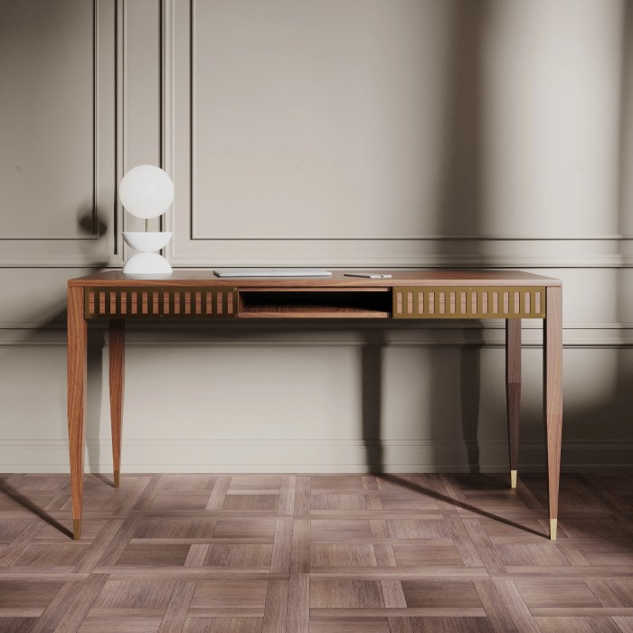 Walnut office desk furniture with cable organizer