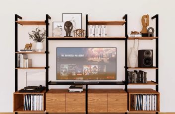 Modular Media Unit Furniture with Bookshelves
